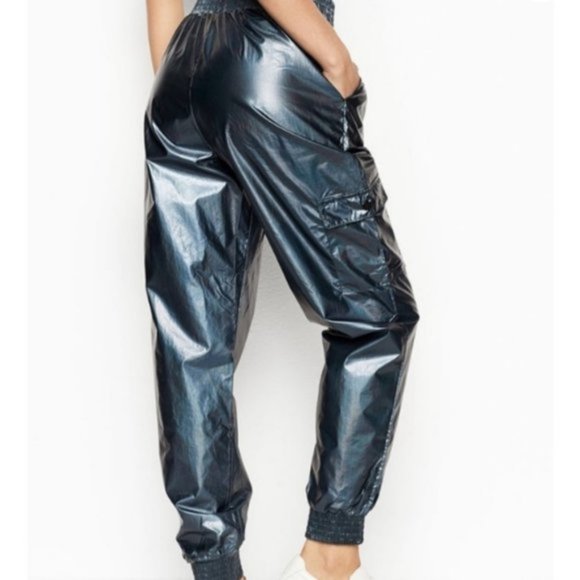 NWT VS Sz L Sports Blue Metallic Joggers Cargo - Picture 2 of 4